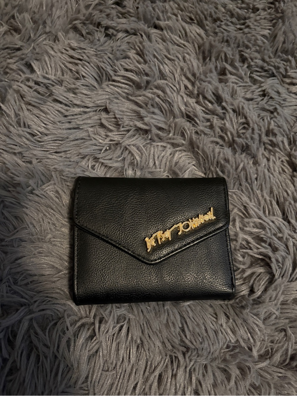 Betsey Johnson Black Wallet with Gold Logo Accent